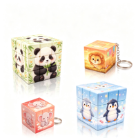 Vente en gros de porte-clés mini cube magique créatif personnalisé, 3 cm, 3,5 cm, 3*3, impression UV, motif de dessin animé, puzzle de poche, jouets éducatifs