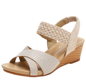 Sandalias Romanas de Tacón de Cuña con Correa en el Tobillo de Cuero Genuino para Mujer, de Alta Calidad, Verano, Moda Sexy - Product Image 1