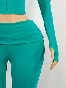 Zweiteilige Damen Stoff jacke Fol dover Flare Pants Lounge wear Sets mit Haarband Tall Girl Friendly Sets Plus Size Active Wear - Product Image 2