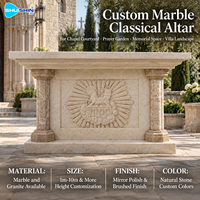 Autel d'église traditionnel en marbre, table en pierre sculptée à la main, mobilier religieux personnalisé pour chapelle, jardin de prière, cour commémorative