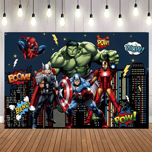Décor de fête d'<span class=keywords><strong>anniversaire</strong></span> pour garçons, toile de fond d'<span class=keywords><strong>anniversaire</strong></span> de super-héros <span class=keywords><strong>Avengers</strong></span> Spider-Man - Product Image 6