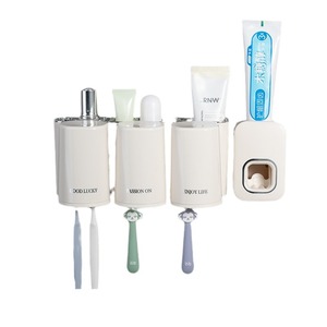Wall Mounted Toothbrush Holder Plastic Cup With Storage Two Cups For Bathroom - Product Image 3