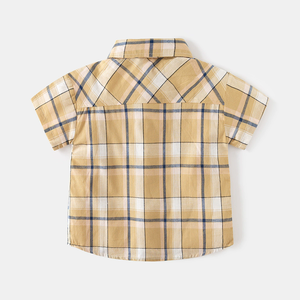 Vêtements d'été pour garçons, <span class=keywords><strong>chemise</strong></span> à manches courtes pour enfants, haut à carreaux ample pour bébé - Product Image 5