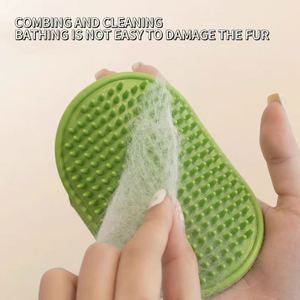 2024 Hand-held Rubber <b>Pet</b> Shedding Bath <b>Brush</b> Cat Washing Hair Dog Grooming Shampoo <b>Brush</b> with Adjustable Strap for Dog and Cat - Product Image 4