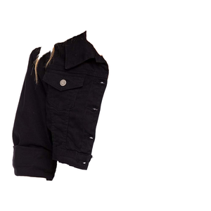 Blousons Bomber en Denim Uni pour Femmes, Tricotés, Écologiques, 100% Polyester, Fermeture à Boutons, Casual, Automne Hiver - Product Image 4