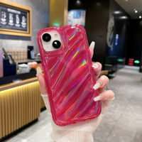 Étui pour téléphone portable Laser TPU bleu transparent féminin coloré élégant pour iPhone 16 Pro Max 15 14 13 12 11