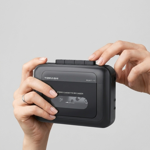 Retro Style Walkman Portable Cassette Player & Recorder Stereo Sound Battery Powered Mini Vintage Tape Playback Cassette Player