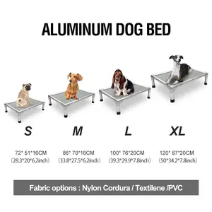 Venta al por mayor de lujo lavable marco de aluminio luz alta cuna para perros diseñador todas las estaciones impermeable gran cama elevada para perros