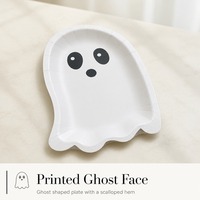 Assiettes en papier en forme de fantôme, assiettes jetables pour Halloween, vaisselle de fête