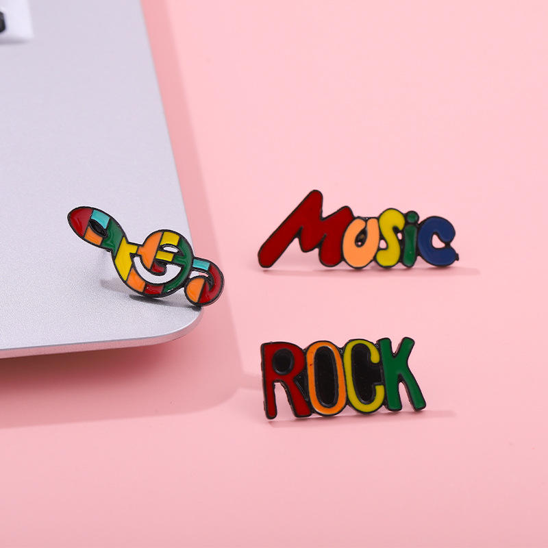 Personalized Rainbow Alloy Music Series Jewelry Trendy Rock Letter