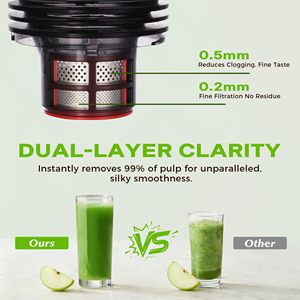 Extracteur <span class=keywords><strong>de</strong></span> jus à froid, machines à jus avec <span class=keywords><strong>goulotte</strong></span> d'alimentation large <span class=keywords><strong>de</strong></span> 5,3 pouces, extracteur <span class=keywords><strong>de</strong></span> jus lent pour un rendement élevé avec des fruits entiers - Product Image 5