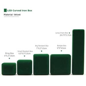 Luxurious Custom Logo Iron Base Velvet <strong>Jewelry</strong> <strong>Gift</strong> <strong>Box</strong> With White LED Light Ring Pendant Case - Product Image 4