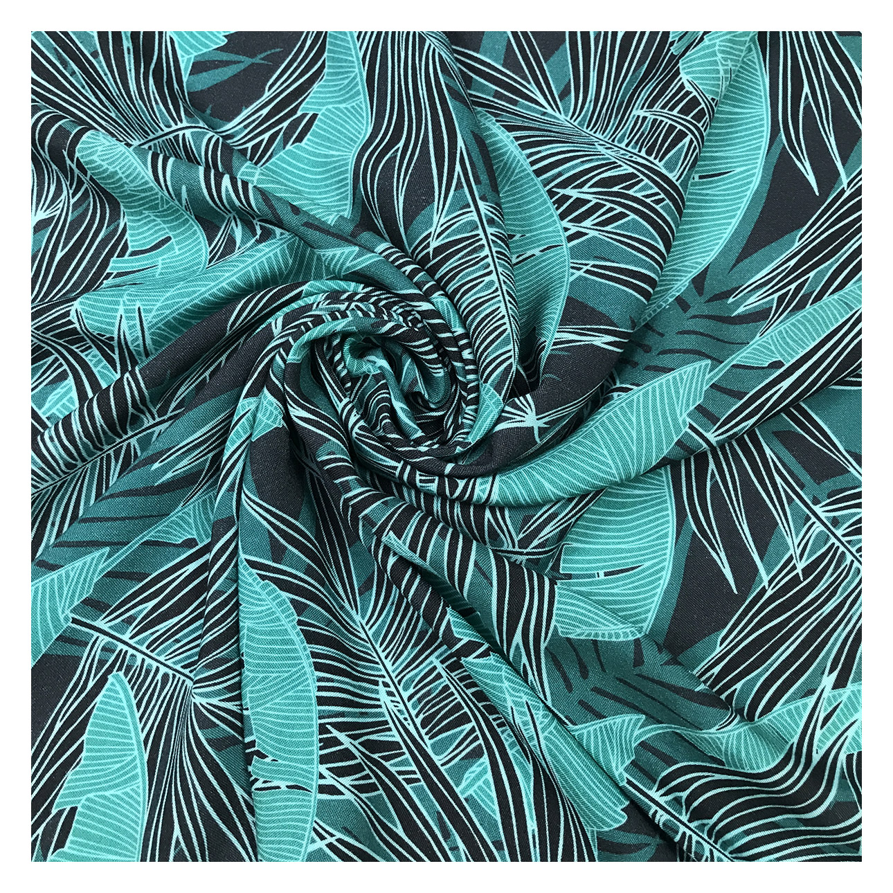 Rayon Wholesale Cheap Viscose Fabric for Clothing Banana Leaf Tropical Design Digital Printing Hot Selling Green Woven Plain GB