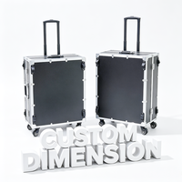Valise trolley en aluminium noir avec roulettes pivotantes et freins, poignée télescopique et intérieur doublé vide, valise de transport à roulettes
