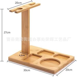 Yifan Solid Wood Wine Glass Rack With <b>Snack</b> <b>Tray</b> Multifunctional Serving <b>Tray</b> For Party And Dessert - Product Image 4