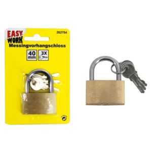 EASY WORK heavy brass <b>padlock</b> / cadenas / messing hangslot - Product Image 1