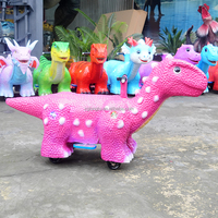 LT-1-114 Dinosaure animatronique rose vif pour 2 personnes, à monnayeur, véhicule électrique mécanique pour enfants
