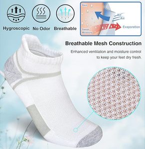 Calcetines tobilleros acolchados atléticos para hombre, calcetín para correr antiampollas que absorbe la humedad, logotipo personalizado - Product Image 4