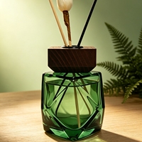 Bouteille diffuseur en verre coloré avec logo personnalisé, 100ml 150ml, flacon diffuseur vide givré plat, bouchon personnalisé, pour hôtel, décoration intérieure, cadeau