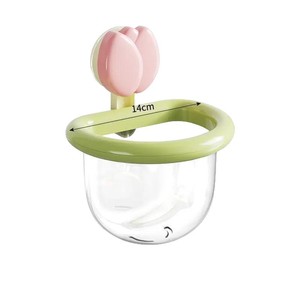 Panier de rangement à ventouse Tulip 14 cm, support mural pour articles de toilette, rose et vert, lot de 2 - Product Image 2