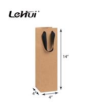Bouteilles de vin/whisky/spiritueux/sac fourre-tout réutilisable, 3d, en papier Kraft naturel stratifié