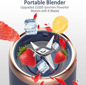 Extractor de Jugos Portátil de 400 ml, Máquina para Hacer Smoothies con 6 Cuchillas de Acero Inoxidable, Mini Licuadora Inteligente Recargable por USB para el Hogar - Product Image 2