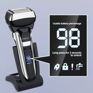 MENGLIR 5598 Elektrisch scheerapparaat, 4 mesjes, 13000 RPM motor, uitklapbare bakkebaardtrimmer, LED-powerdisplay, wasbaar oplaadbaar scheerapparaat - Product Image 2