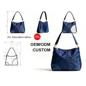 Bolsa de Compras Azul Oscuro con Logotipo Personalizado, Bolsa de Mano de Poliéster Reciclado Ecológica, Plegable, con Cierre, para Viajes y Regalos - Product Image 1