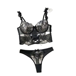 Set di Lingerie Sexy in <span class=keywords><strong>Tulle</strong></span> Riccamente Ricamato con <span class=keywords><strong>Reggiseno</strong></span> con Supporto in Acciaio e Chiusura a Lacci, Prodotti di Alta Qualità a Prezzi Convenienti - Product Image 6