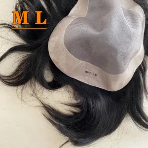 7*9 Lace Pu With Baby Hair Men Toupee 1b Straight Toupee Man Daily Use Toupee