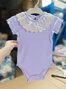 <span class=keywords><strong>Ropa</strong></span> de Verano para Bebés Recién Nacidos, Niña, Cuello de Encaje, Manga Corta, Algodón, con Protector de Vientre Lavable a Máquina - Product Image 4