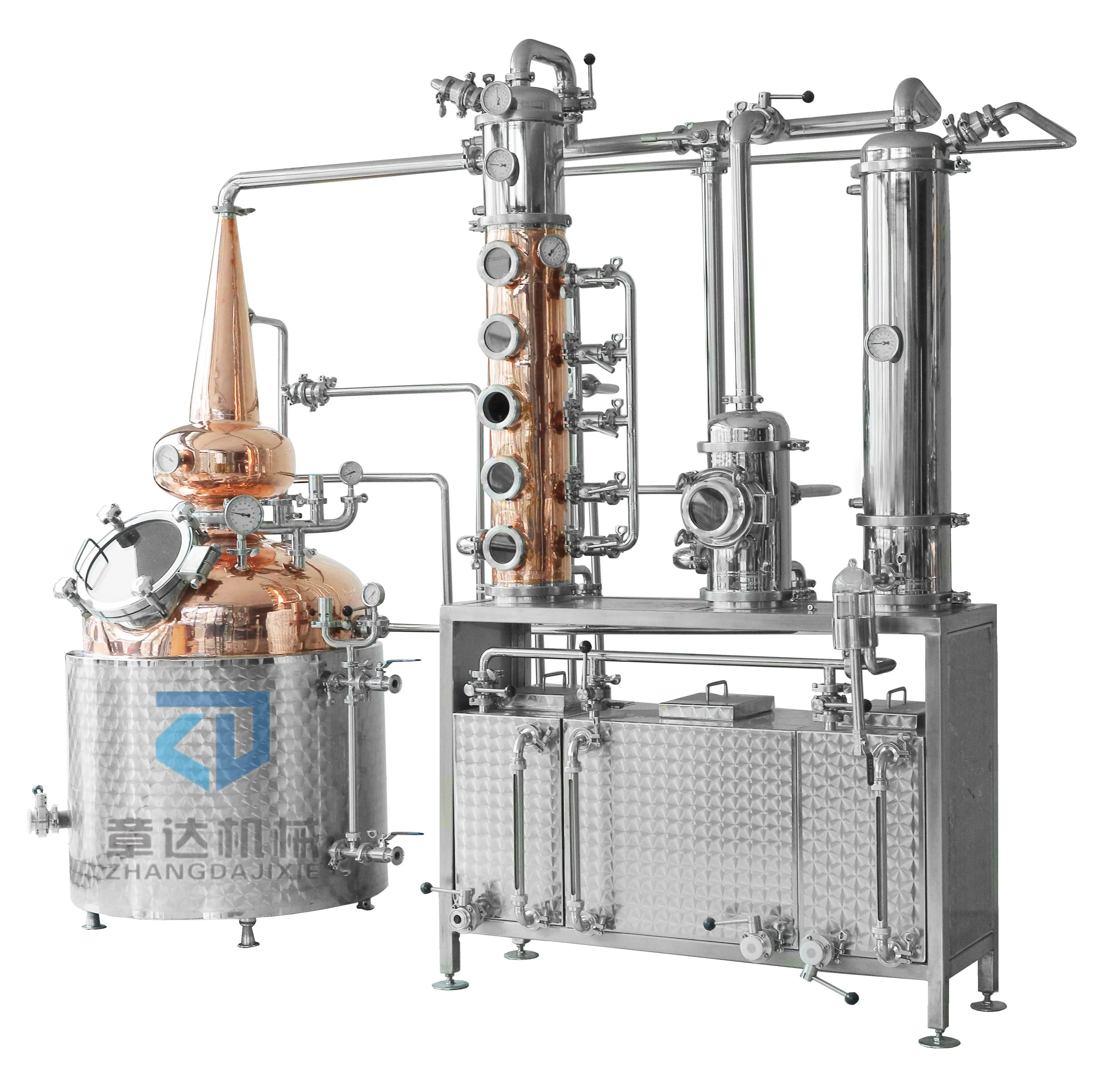 Destilador de whisky con columna de destilación, equipo de destilación de cobre de 500l para etanol