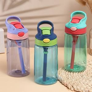 Bouteille d'eau en plastique pour enfants, vente en gros, motif dessin animé, réutilisable, anti-fuite avec paille - Product Image 6