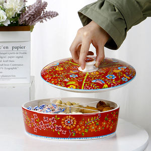 Convient au bol à couvercle multi-compartiments en céramique exotique pour les réunions de famille pour contenir des fruits, des chocolats et des <span class=keywords><strong>bonbons</strong></span> - Product Image 6