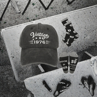 Casquette de baseball unisexe ViEinkaufen Vintage pour 50e anniversaire avec motif lettres en PVC et chaussettes pour homme, 6 panneaux réglables