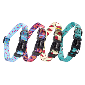 Penjualan paling laris kerah anjing poliester mewah kustom pita kalung hewan peliharaan bunga pola semangka Teddy Bichon kecil Medium - Product Image 2