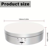 Présentoir rotatif électrique 3 vitesses de 13,8 cm en ABS, support de bijoux pour photographie avec miroir, capacité de charge de 5,4 pouces / 6,6 lb