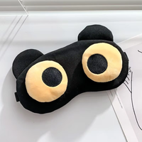 Masker Mata Anak Beruang Hitam Kartun Puckish dengan Kantong Es untuk Tidur Siang dan Perjalanan