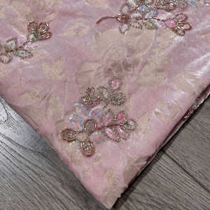 Nhung Nặng Làm Việc Đính Cườm Thêu 100% Lụa Nhung Nặng Lụa Kim Loại Nhung Burnout Vải Váy Áo Váy Thiết Kế Vải - Product Image 3