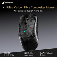 Souris de jeu sans fil ATTACK SHARK X11 ULTRA en fibre de carbone, 3 modes, 8K PAW3950MAX