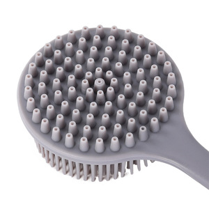 Silicone <b>Bath</b> <b>Brush</b> Long Handle Exfoliating Back Massage For Adults Green Pink Gray Blue Black - Product Image 4