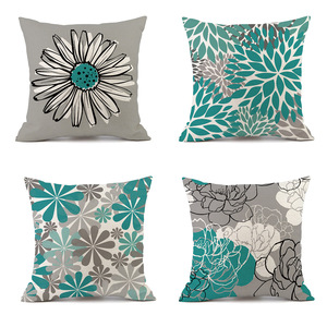 Taie d'oreiller carrée en polyester à fleurs géométriques Décoration intérieure Petite marguerite <span class=keywords><strong>Coussin</strong></span> de canapé - Product Image 2