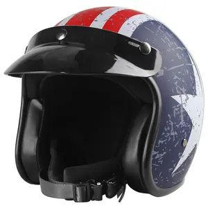 Dot Approved retro 3/4 open face helmet moto scooter guangzhou vintage style four seasons road riding motorbike helmet with peak