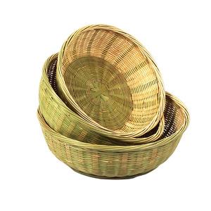 Ensemble de paniers en bambou tressé à 3 niveaux, ronds, faits à la main, pour le rangement des fruits et légumes - Product Image 1