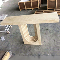 Table en marbre de style moderne, meuble de salon étroit et long, base à empiler, table console