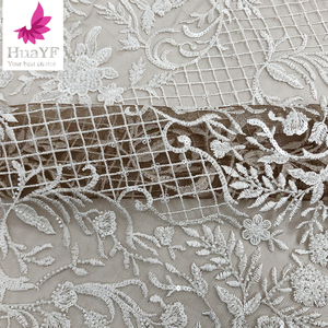 HY3017 Robe de Mariée Broderie Blanche Chaude Vente Dentelle Simple <span class=keywords><strong>Tissu</strong></span> Africain Broderie Dentelle - Product Image 3