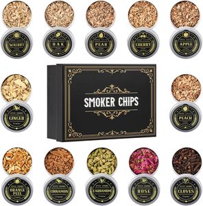 ComboJoy - Juego de Regalo de 12 Sabores de Virutas de Madera para Ahumar Cócteles <span class=keywords><strong>con</strong></span> <span class=keywords><strong>Canela</strong></span>, Granos de Clavo, Cáscara de Naranja y Pistola de Humo para <span class=keywords><strong>Whisky</strong></span>/Bourbon/Bebidas - Product Image 1