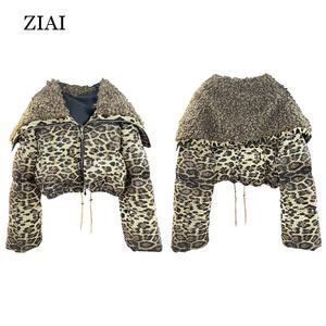 새로운 겨울 손으로 잡은 네이비 칼라 전체 스팽글 디자인 짧은 면 코트 재킷 - Product Image 5