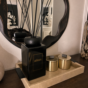 Aikun Large Capacity Rectangular Black Glass <b>Reed</b> <b>Diffuser</b> with Fiber Sticks Boxed Packaging Continuous Scent for Living Rooms - Product Image 2