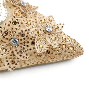 Luxe Mode Zomer Dames Jurken Schoenen Goud Puntige Hoge Hakken Vrouwen Geborduurde Bloemen Pumps Dunne Hakken Mesh Sandalen - Product Image 4